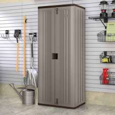 Imperial Reinforced Resin Garden Tall Storage Cabinet in Light Brown - UK