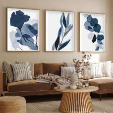 Impressionist Wooden 20x30cm Indigo Art of Frame Set of 3 in Multicolour - UK