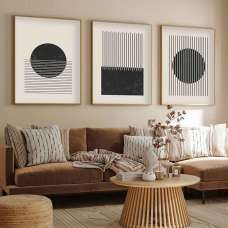 Impressionist Wooden 20x30cm Linear Equilibrium Art of Frame Set of 3 in Multicolour - UK