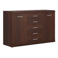 Impro Wooden Sideboard With 2 Doors 5 Drawers In Dark Mahogany - UK