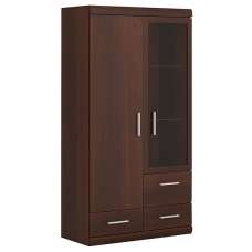 Impro Wooden Display Cabinet With 2 Doors In Dark Mahogany - UK