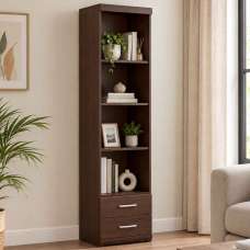 Impro Wooden Bookcase With 2 Drawers In Dark Mahogany - UK