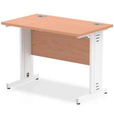 Impulse 600mm Computer Desk In Beech And White Managed Leg - UK