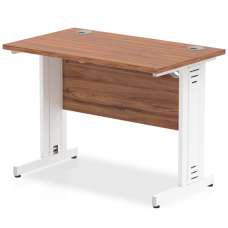 Impulse 600mm Computer Desk In Walnut And White Managed Leg - UK