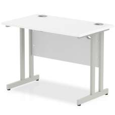 Impulse 800mm Computer Desk In White And Silver Cantilever Leg - UK