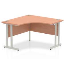 Impulse Corner Computer Desk In Beech And Silver Cantilever Leg - UK