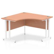 Impulse Corner Computer Desk In Beech And White Cantilever Leg - UK