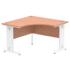 Impulse Corner Computer Desk In Beech And White Managed Leg - UK