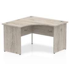 Impulse Corner Computer Desk In Grey Oak With Panel End Leg - UK