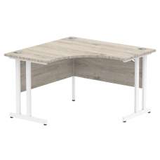 Impulse Corner Computer Desk In Grey And White Cantilever Leg - UK