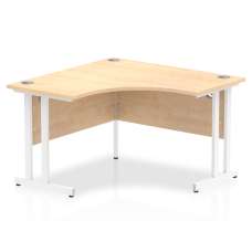 Impulse Corner Computer Desk In Maple And White Cantilever Leg - UK