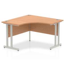 Impulse Corner Computer Desk In Oak And Silver Cantilever Leg - UK