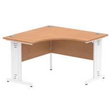 Impulse Corner Computer Desk In Oak And White Managed Leg - UK