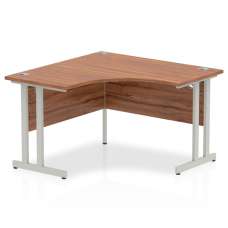 Impulse Corner Computer Desk In Walnut And Silver Cantilever Leg - UK