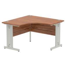 Impulse Corner Computer Desk In Walnut And Silver Managed Leg - UK