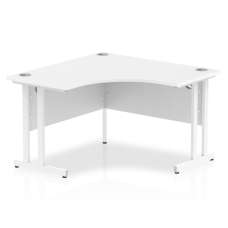 Impulse Corner Computer Desk In White And White Cantilever Leg - UK