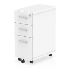 Impulse Narrow Wooden 3 Drawers Office Pedestal In White - UK