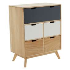 Inaja Wooden Chest Of 5 Drawer In Two Tone And Natural - UK