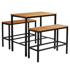 Inchture Wooden Bar Height Bench Set In Natural - UK