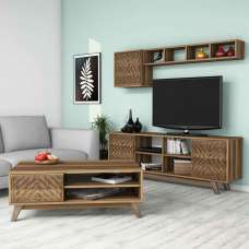 Inci Wooden Entertainment Unit and Coffee Table Set in Walnut - UK