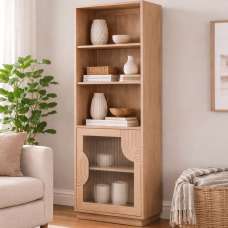 Inglewood Wooden Bookcase With 1 Door In Natural - UK