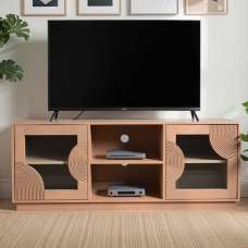 Inglewood Wooden TV Stand With 2 Doors In Natural - UK