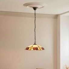 Ingram 3 Light Tiffany Glass Pendant Light In Satin Black - UK