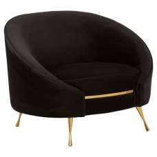 Intercrus Upholstered Velvet Armchair In Black And Gold - UK