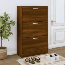 Oscar Shoe Storage Cabinet With 3 Flaps In Brown Oak - UK