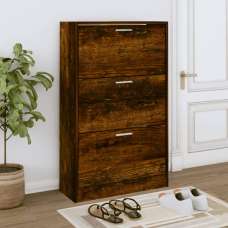 Oscar Shoe Storage Cabinet With 3 Flaps In Smoked Oak - UK