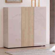 Inverness High Gloss Shoe Cabinet With 3 Doors In Cashmere - UK
