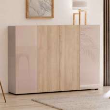 Inverness High Gloss Shoe Cabinet With 4 Doors In Cashmere - UK