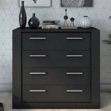 Ionia Wooden Chest Of 4 Drawers In Matt Black - UK