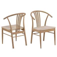 Ionia Off White Oak Rattan Dining Chairs In Pair - UK