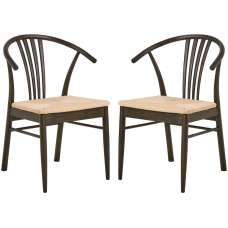 Ionia Off White Smoked Oak Rattan Dining Chairs In Pair - UK