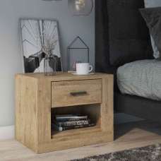 Ionia Wooden Bedside Cabinet With 1 Drawer In Artisan Oak - UK