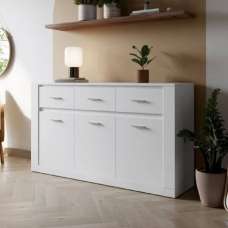 Ionia Wooden Sideboard With 3 Doors 3 Drawers In Matt White - UK