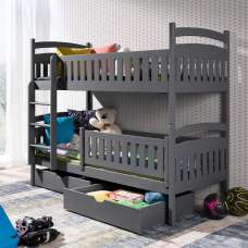 Ipswich Wooden Bunk Bed With Foam Mattress In Graphite - UK