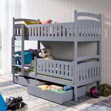 Ipswich Wooden Bunk Bed With Foam Mattress In Matt Grey - UK
