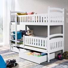 Ipswich Wooden Bunk Bed With Foam Mattress In Matt White - UK