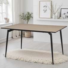 Irmo 160cm Wooden Dining Table With Black Legs - Dune Oak - UK