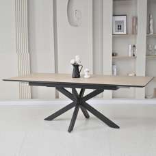 Irmo Large Wooden Extending Dining Table In Dune Oak - UK