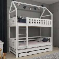 Irmo Wooden Bunk Bed And Trundle Without Mattress In White - UK