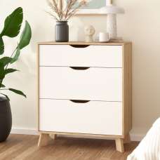 Irvine Wooden Chest Of 3 Drawers In Oak And White - UK