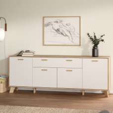 Irvine Wooden Sideboard With 4 Doors 1 Drawer In Oak And White - UK