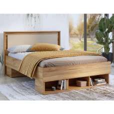 Irving Divan Wooden Double Bed In Mauvella Oak - UK