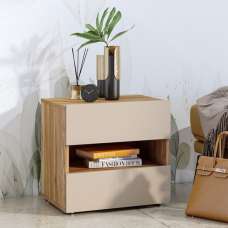 Irving Wooden Bedside Cabinet With 2 Drawers In Mauvella Oak - UK