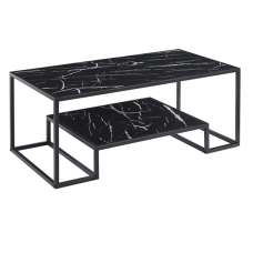 Isla Wooden Coffee Table With Undershelf In Black Marble Effect - UK