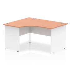 Isle 140cm Beech Left Computer Desk With White Panel End Leg - UK