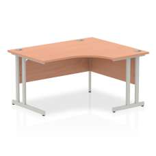 Isle 140cm Beech Right Computer Desk With Silver Cantilever Leg - UK